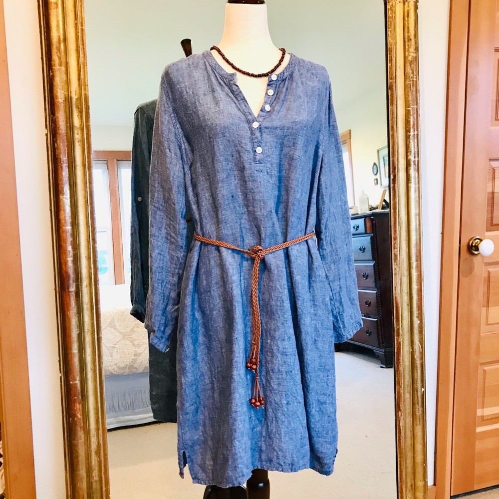 ❌SOLD Garnet Hill | Linen Shirt Dress
